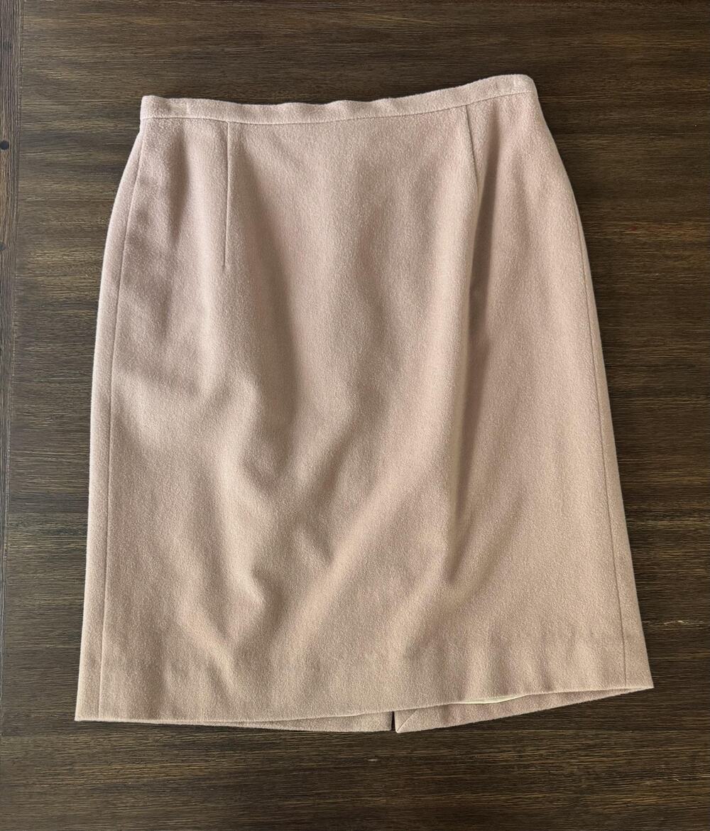 100% Cashmere Skirt Womens 42 Beige  Pencil Made Italy Lined Luciano Barbera